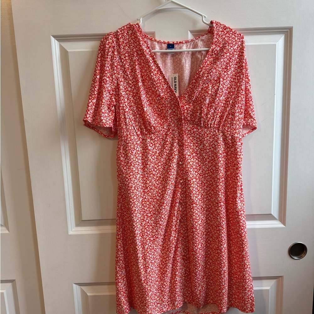 Old Navy Orange Pink Ruched Sundress